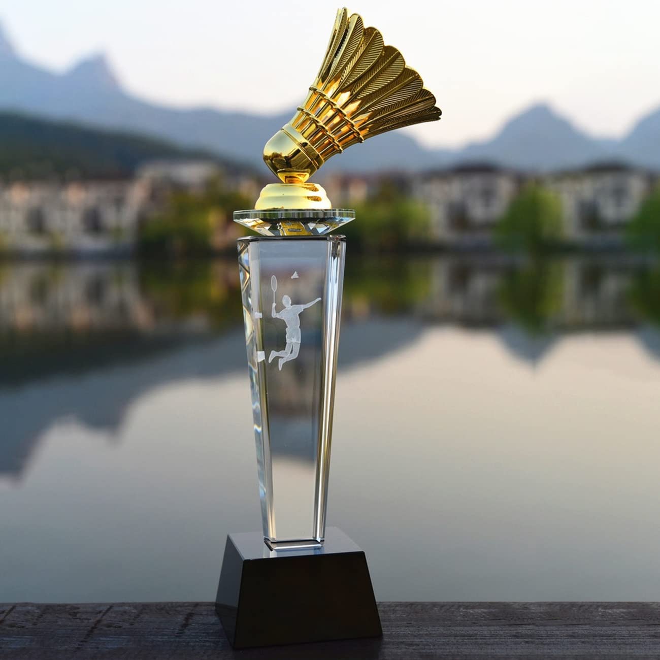 Pokale, Medaillen Auszeichnungen Badminton-Match-Trophäe Preistrophäe Für Sportwettbewerbe Badminton-Meisterschaft Einzel- Und Doppel-Meisterschaftstrophäe Kristallklare Trophäe Pokale