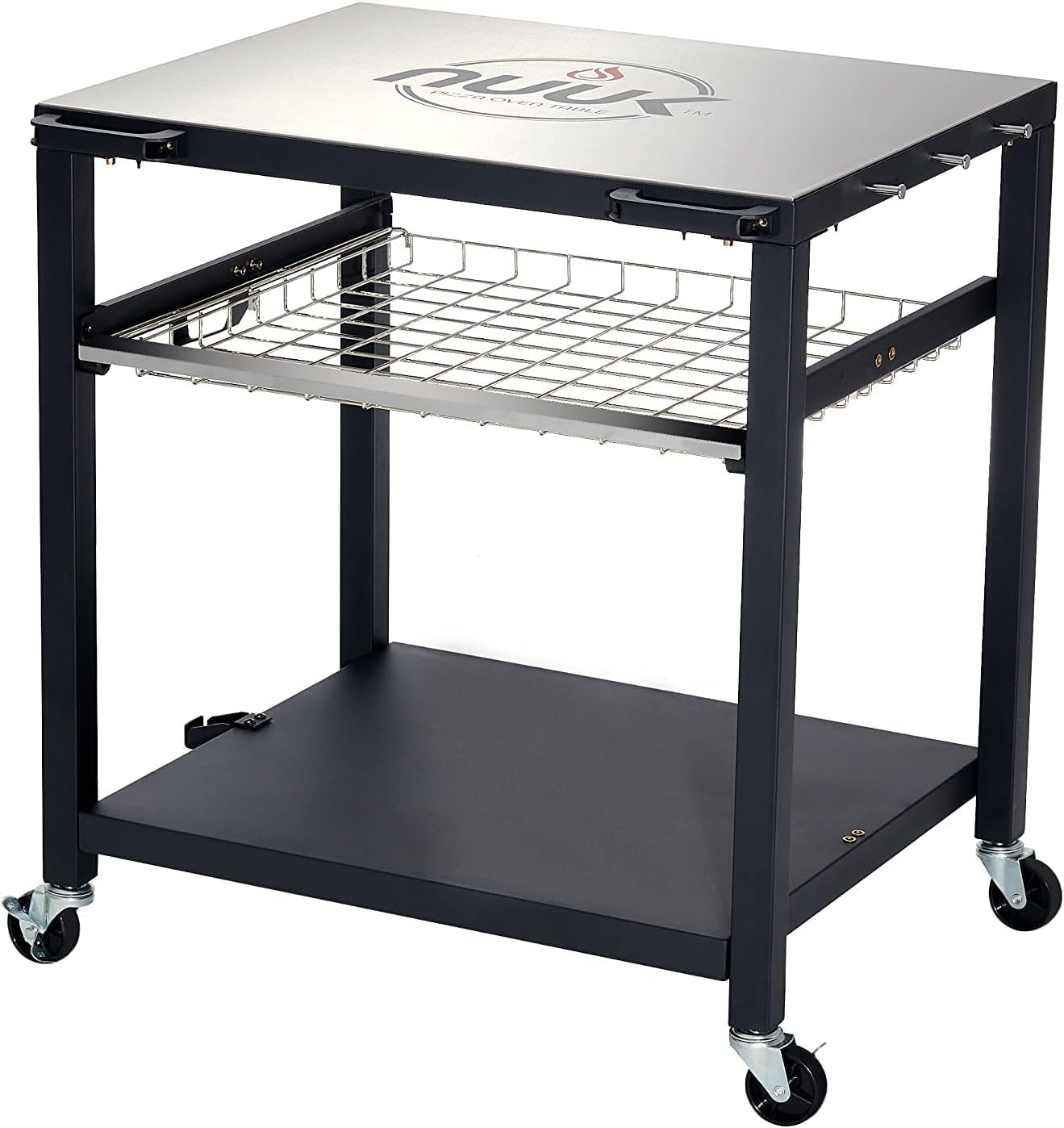 NUUK Grill Cart 30"x24" Pizza Oven Table for Outdoor 3-Shelf