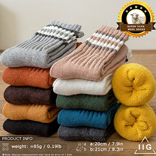 IIG 3-5 Pairs Womens Super Thick Warm Winter Crew Socks Cute Fashion Knit Cozy Socks Gifts for Women2