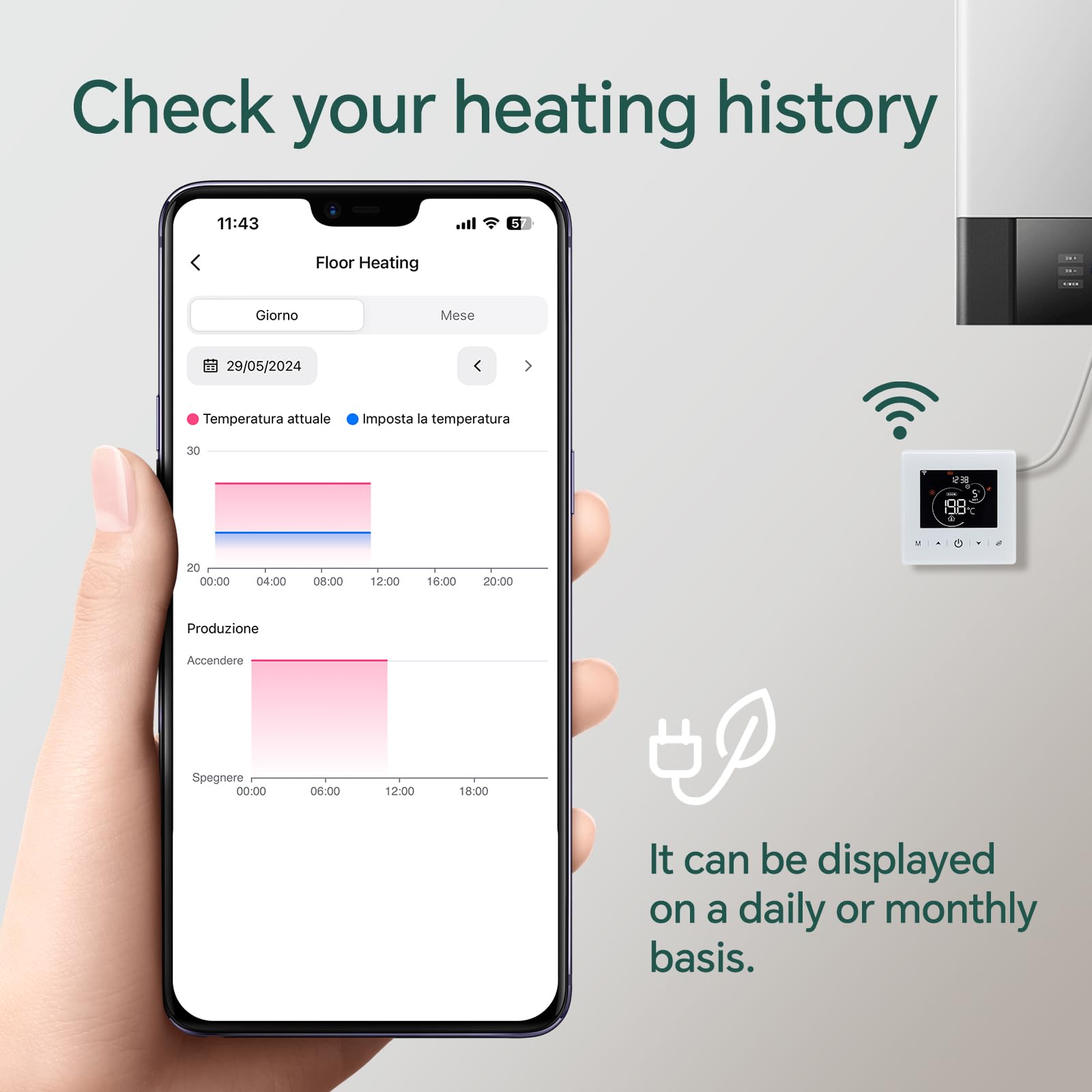 Termostat WiFi do ogrzewania kotła, inteligentny termostat do kotła kombi, kompatybilny z aplikacją Tuya, 2-przewodowy programowalny cyfrowy termostat bezprzewodowy ze sterowaniem głosowym, zasilanie