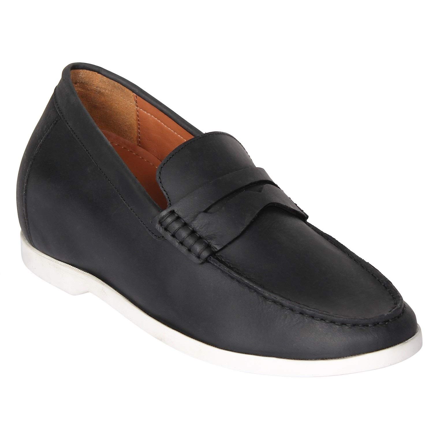 Boat Shoes Black Slip On Casual Elevator Shoes in Leather, Height Increasing Shoes for Travel, Shopping or Normal outings.Stylish, Comfortable, and Durable Footwear for Everyday Wear-image-13