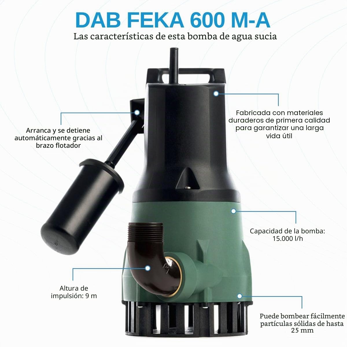 dab pumps DAB FEKA 600 MA 0,70 HP Bomba para aguas residuales oscuras con presencia de sólidos