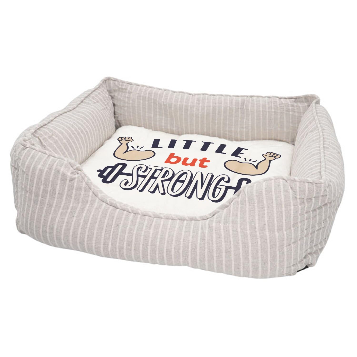 Panier pour chien et chat déhoussable lit moelleux lavable fabriqué en France imprimé haltères