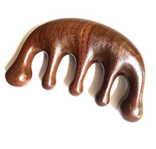Miniatura 1 de Peine de masaje de madera Gua Sha, peine de dientes anchos para cuero cabelludo, facial, masaje corporal, masajeador de sándalo natural,