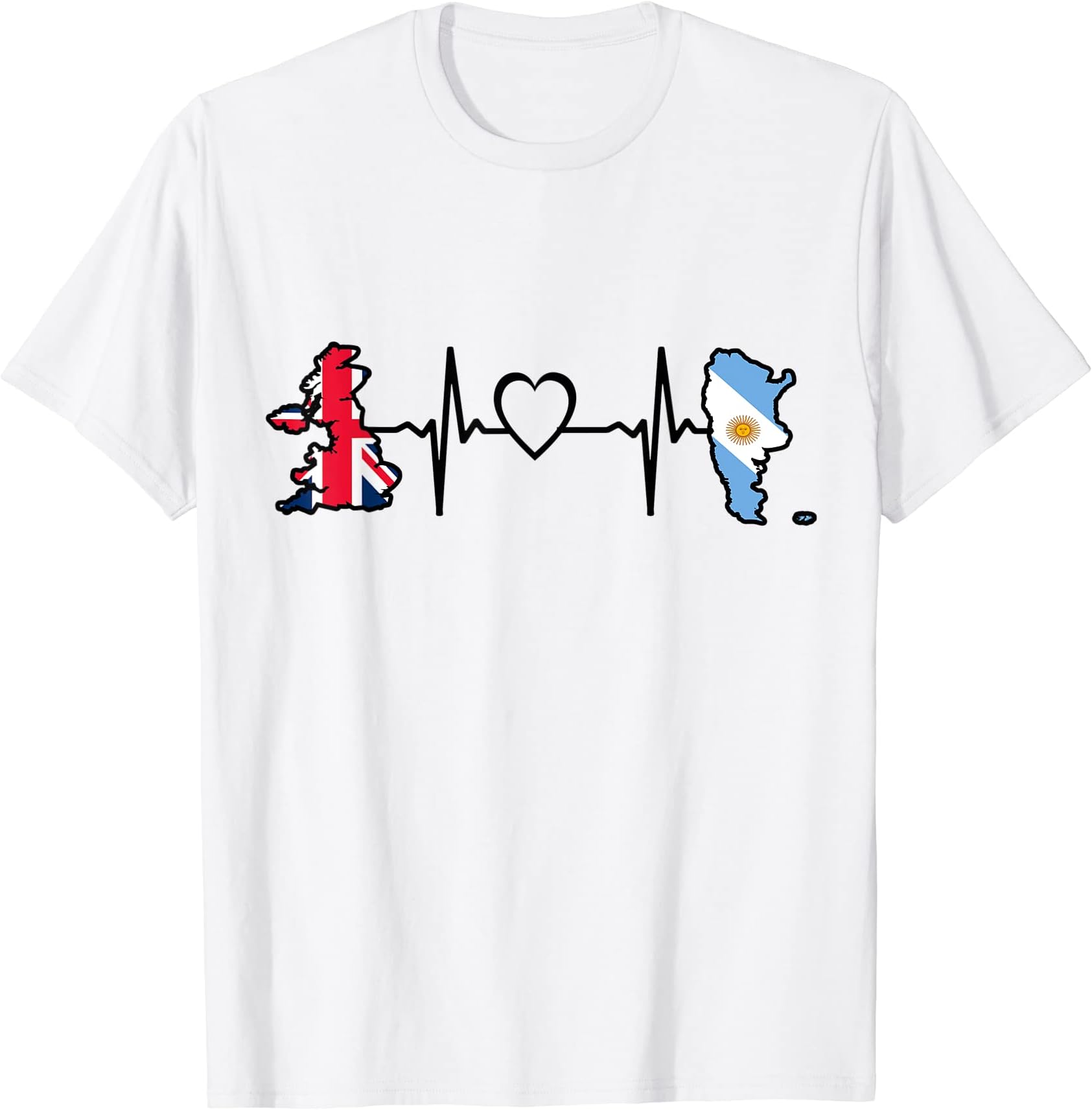 Vintage Argentine Retro Style GiftsArgentine British Flag - Argentinian British UK Heartbeat T-Shirt