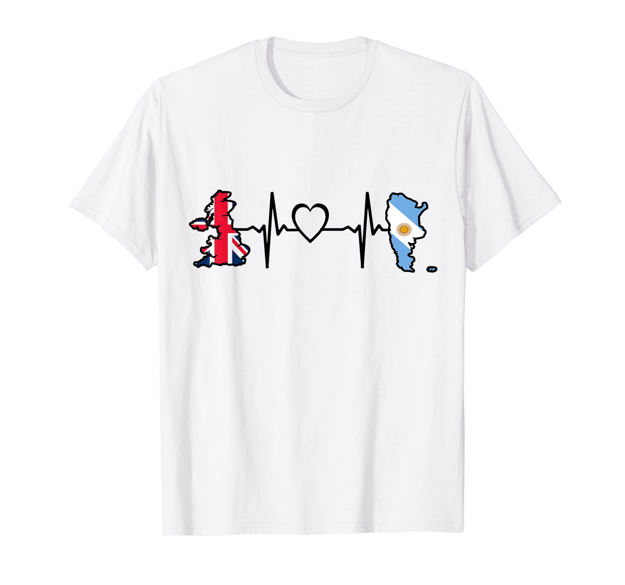 Vintage Argentine Retro Style GiftsArgentine British Flag - Argentinian British UK Heartbeat T-Shirt