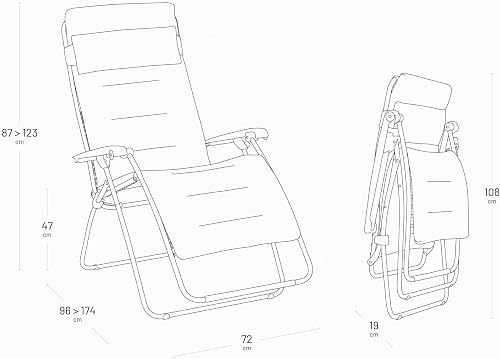 Lafuma MOBILIER - Fauteuil Matelassé Relax Zéro Gravité RSX Clip XL - Chaise Longue Multiposition Pliante Jardin et Intérieur -Toile AirComfort® Résistante - Tout Confort, France - Marron Taupe - 7