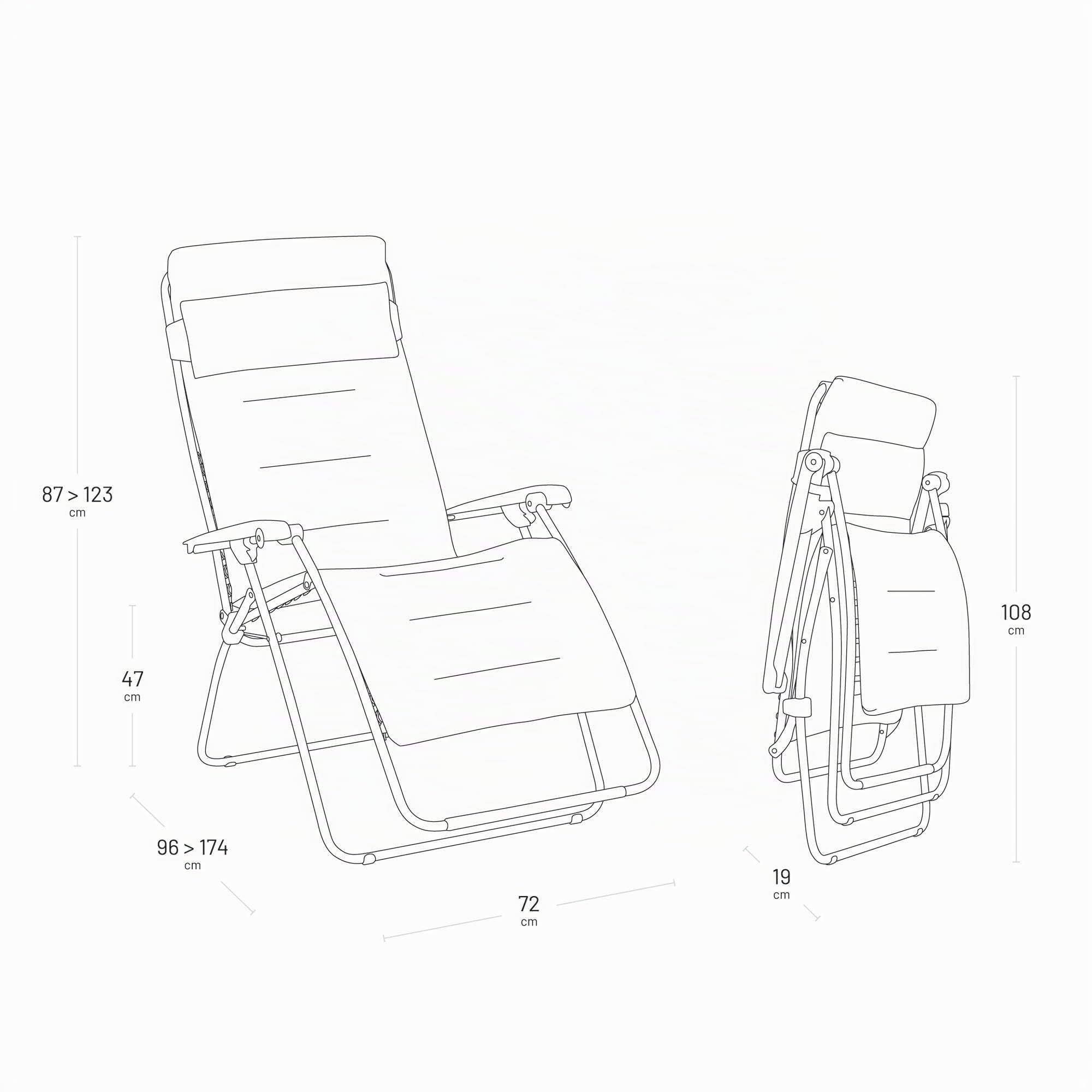 Lafuma MOBILIER - Fauteuil Matelassé Relax Zéro Gravité RSX Clip XL - Chaise Longue Multiposition Pliante Jardin et Intérieur -Toile AirComfort® Résistante - Tout Confort, France - Marron Taupe