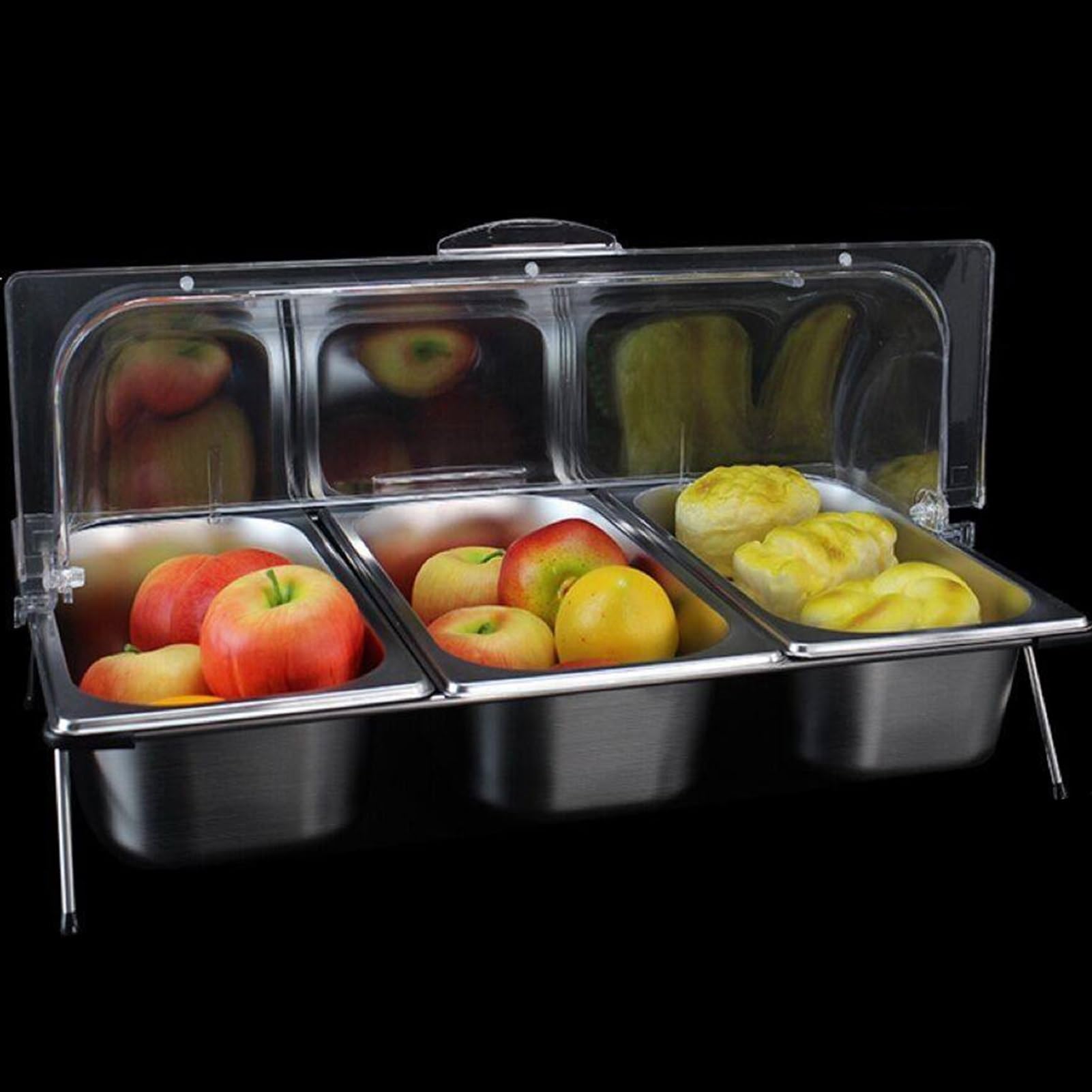 Aserzenith K 9Pan Stainless Steel Food Serving Display Container With Lid Countertop Organizer Rac Buffet Pantry Containers For Sauces Jams And Condiments – Perfect For Catering And Events,