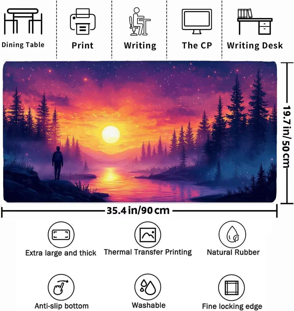 Podkładka pod mysz XXL 900 x 500 x 3 mm, duża podkładka pod mysz dla graczy, podkładka pod mysz do opalania z wodoodporną antypoślizgową gumową podstawą, mata na biurko do gier. Idealny prezent dla