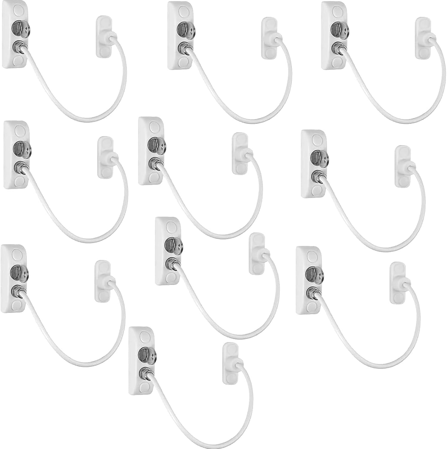 eSynic Window Restrictor Locks 10-Pack - 7.28" Child Proof Restrictors for UPVC Windows- Stainless Steel Cable & Aluminum Base, Anti-Burglary Lock for Home Safety/Factory Use