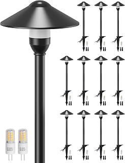 Low Voltage Pathway Lights with G4 3W 3000K Bulbs 12-Pack, Black Aluminum