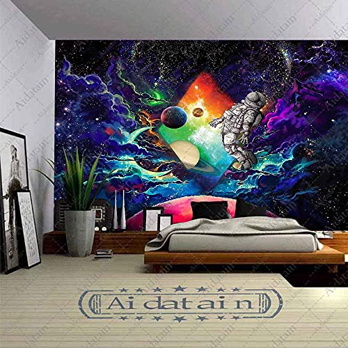 Aidatain Astronaut Tapestry Cool On Fantasy Universe Planets Starry Sky Wall Hanging Galaxy Poster Tapestries Flannel Large Size 80" 60" For Bedroom Living Room Dorm Gtlmat113 #TOP1