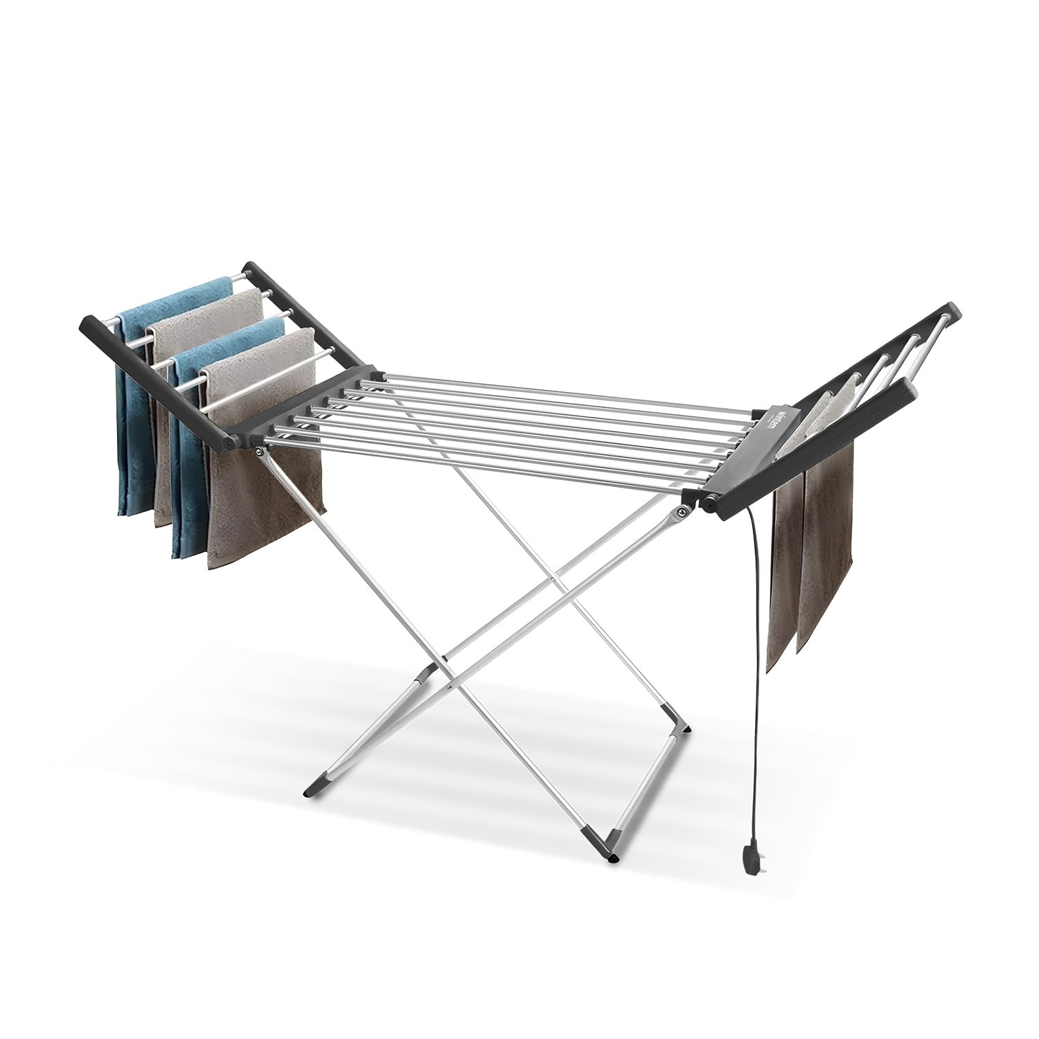 Avilia – Stendino Elettrico Richiudibile Magic Dry XL in Alluminio con 2 Ripiani Riscaldanti, Stendibiancheria Salvaspazio per Casa, Asciugabiancheria Rapido e a Basso Consumo