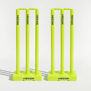 Heega Plastic Cricket Stumps Set with Base & Bails | Durable, Portable & Ideal Wickets for Practice, Match, and Training (Neon Yellow) (Set of 2)-picture-41