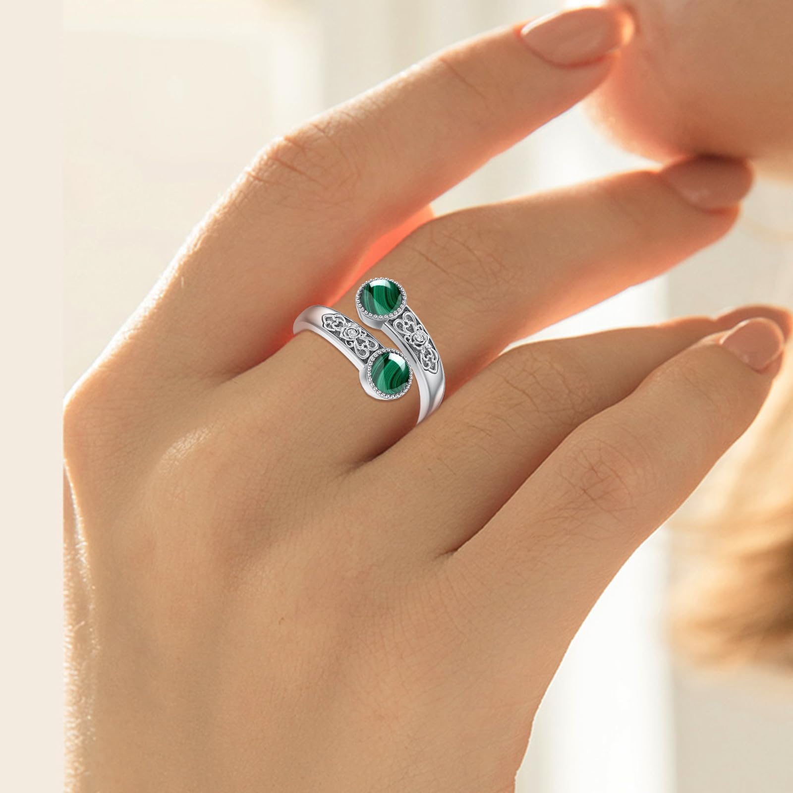 925 Silber Türkis Tigerauge Malachit Labradorit Damenring, Löffelring | Löffelring aus 925 Sterling Silber, erhältlich mit Türkis, Tigerauge, Malachit oder Labradorit für Damen.