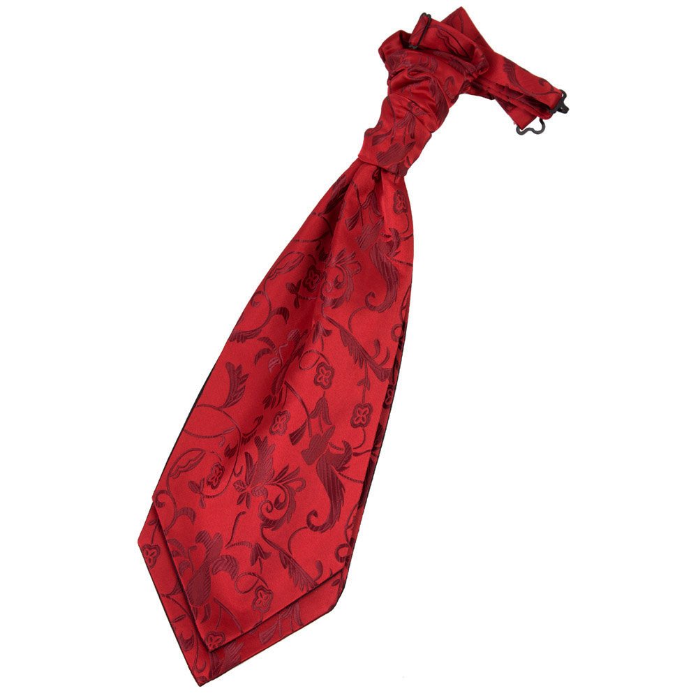 Dqt Men's Burgundy Floral Passion Jacquard Pre-Tied Scrunchie Cravat - Wedding, Business & Formal Wear