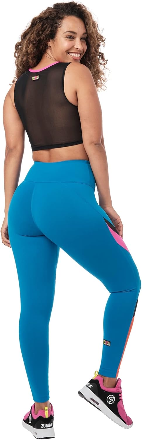 ZUMBA Women's High Waisted Workout Leggings, Color-Block Leggings : Clothing, Shoes & Jewelry