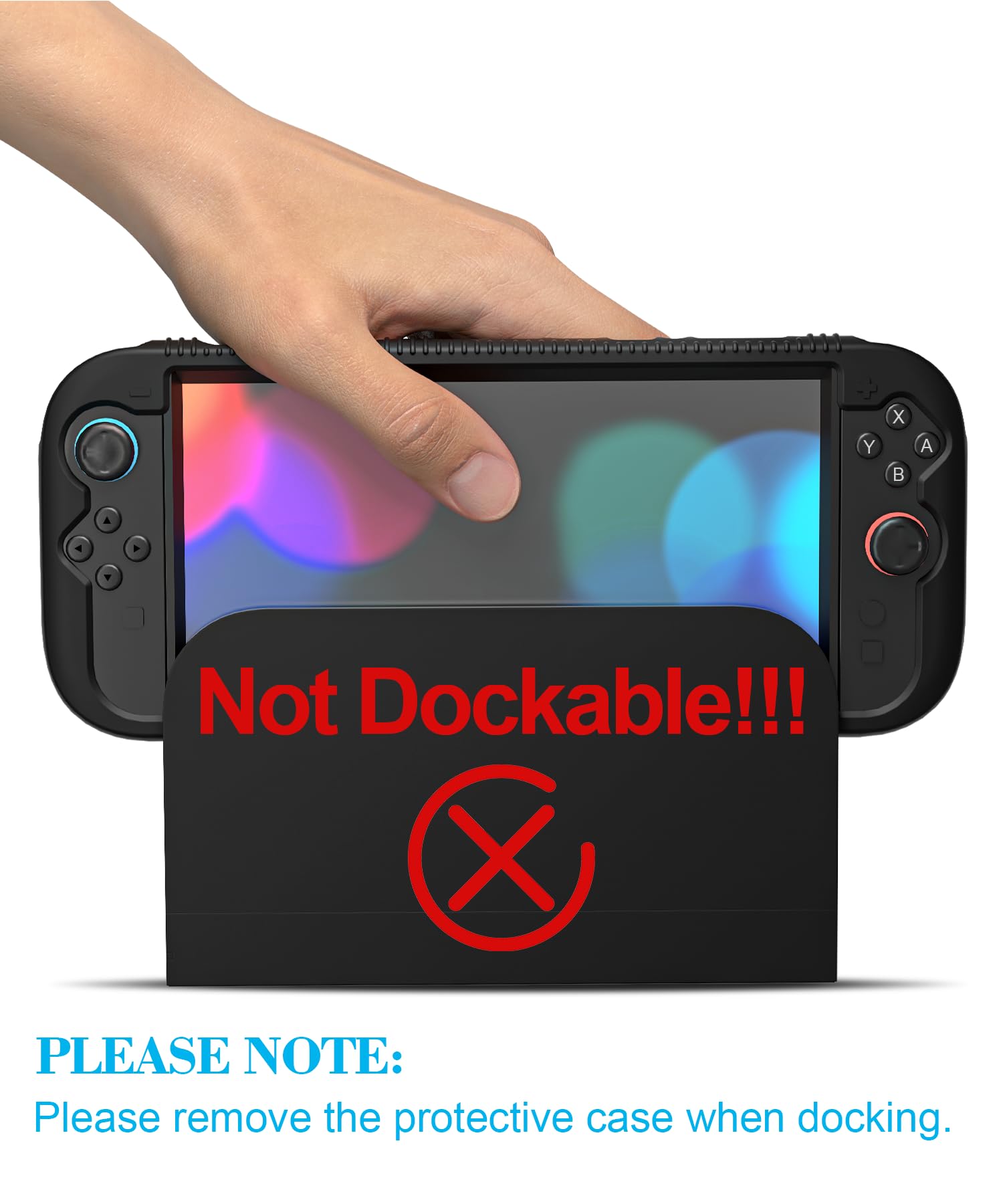 Teyomi Funda protectora de silicona compatible con Nintendo Switch 2, Carcasa para Nintendo Switch 2 con protector de pantalla de vidrio templado, Estuche con agarre ergonómico (Negro) — view 9