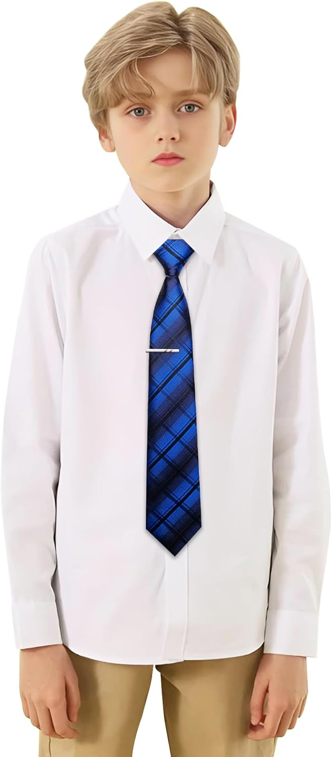 Barry.Wang Boys Ties School Pre-Tied Kids Necktie Handkerchief Clip Set Uniforms Child Ties for 8-14 Years Wedding Party - Image 6