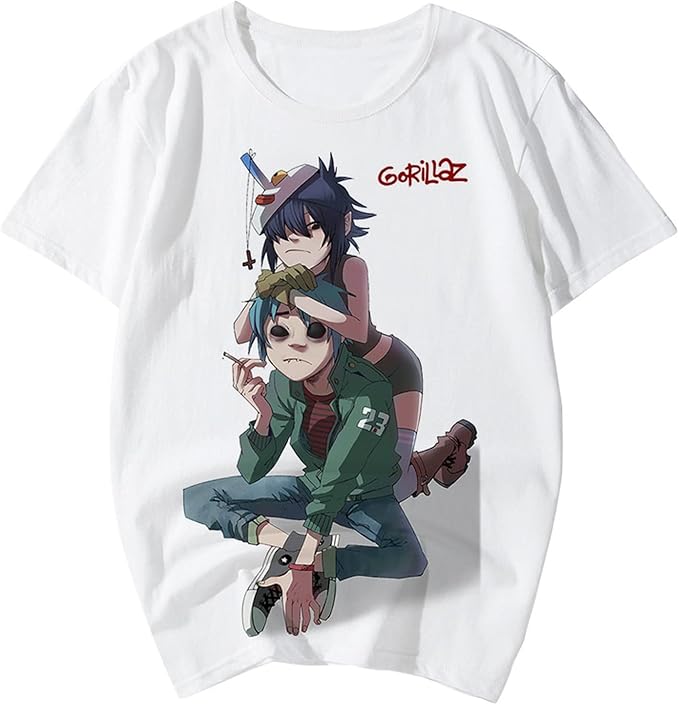 Amazon Co Jp シンプルなロックバンドゴリラズ Tシャツ男性女性ファッション特大 Tシャツキッズヒップホップトップスティーズゴリラズ Tシャツカミスタホンブレミュージックラップランジェリーファッション ファッション