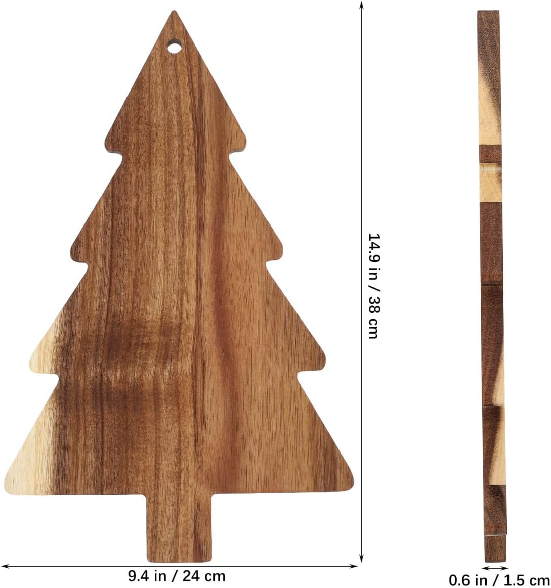 DOITOOL 2 Pcs Christmas Tree Shaped Wooden Cutting Board Holiday Charcuterie Board Xmas Serving Tray for Sushi Fruits Snacks Candy, 14. 96 X 9. 44 Inch