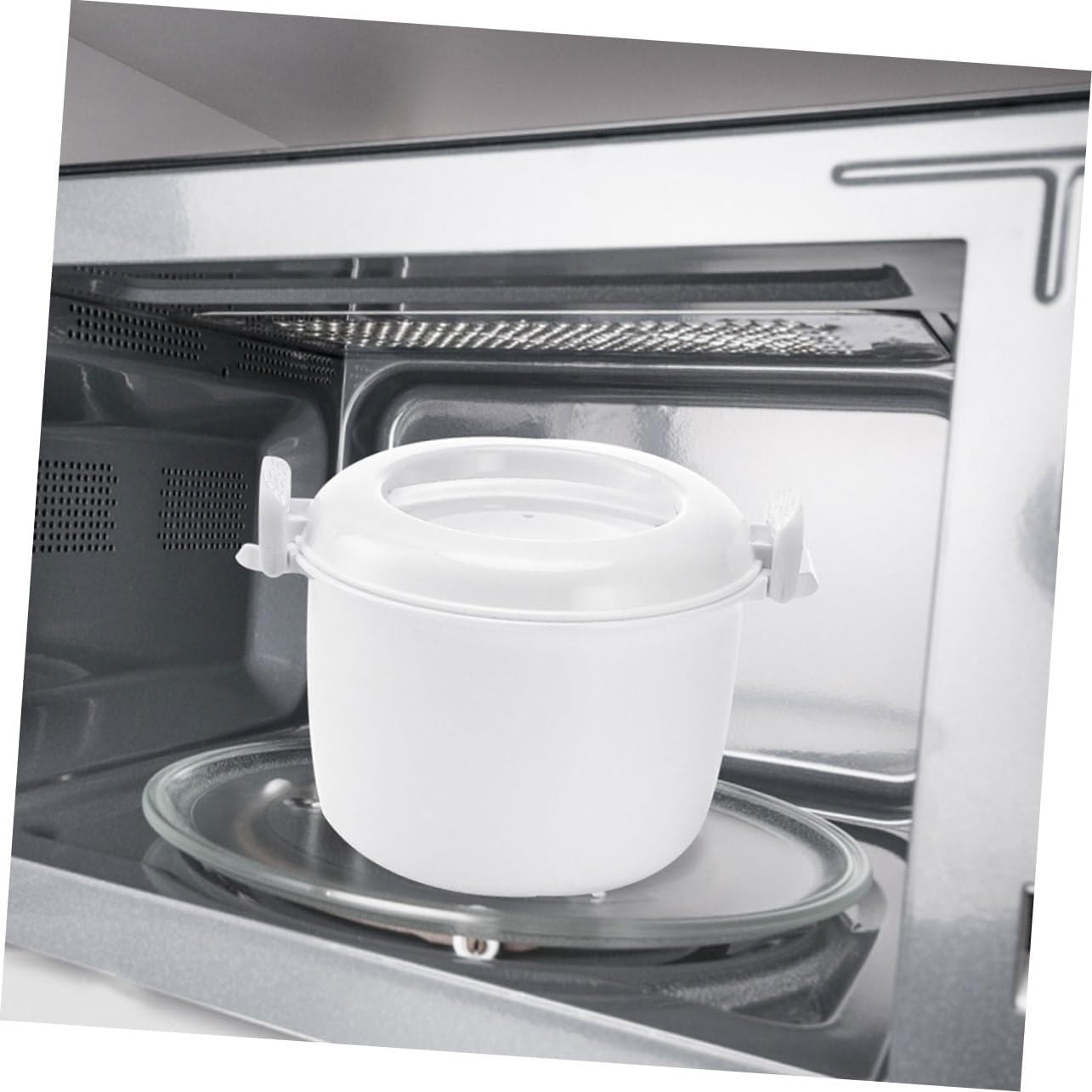 SECFOU 2pcs Microwave Steamer Portable Rice Cooker Insulated Lunch Box Rice Container Microwave Safe