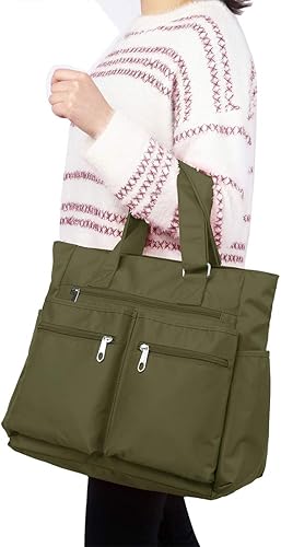 Miniatura 2 de Bolsa de lona impermeable de nailon con múltiples bolsillos para llevar al hombro, bolsa de trabajo para computadora portátil, bolso para