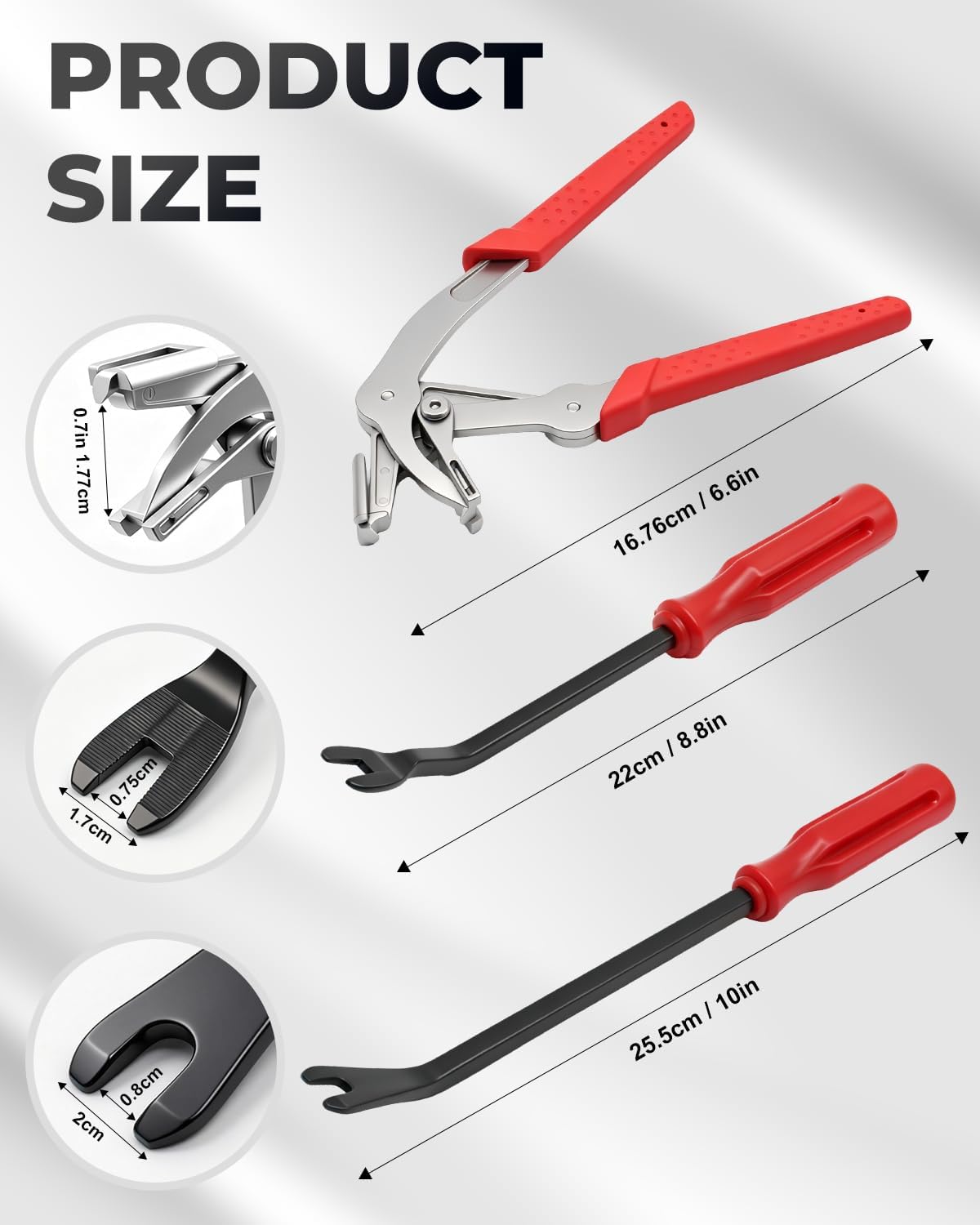 4Pcs Car Clip Pliers with 2 Fastener Removal Tool, Auto Fastener Clip Removal Pliers, Panel Clip Removal Tool for Automotive Plastic Fasteners, Push Pin & Door Trim, Damage-Free Disassembly