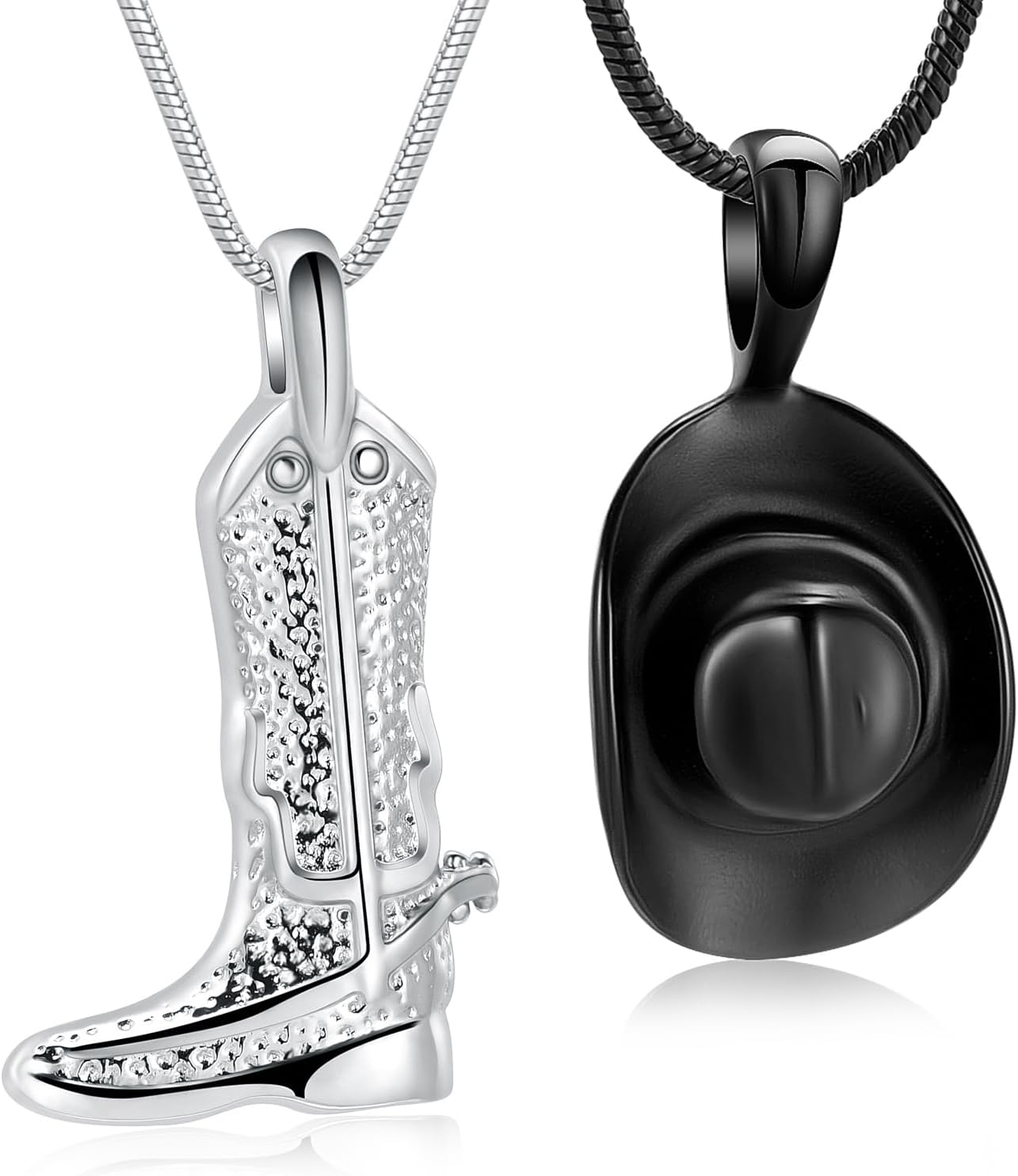 Hearbeingt Cremation Jewelry for Ashes Cowboy Boot & Hat Urn Pendant Necklace Memorial Ash Urn Jewelry for Women Men