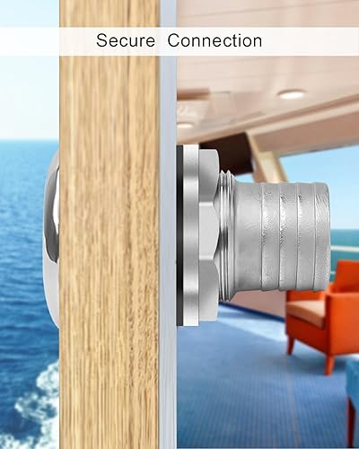 Miniatura 28 de Ajuste corto recto a través del casco de púas con tuerca y junta personalizada para barco RSV Yate, acero inoxidable marino 316 a través del casco