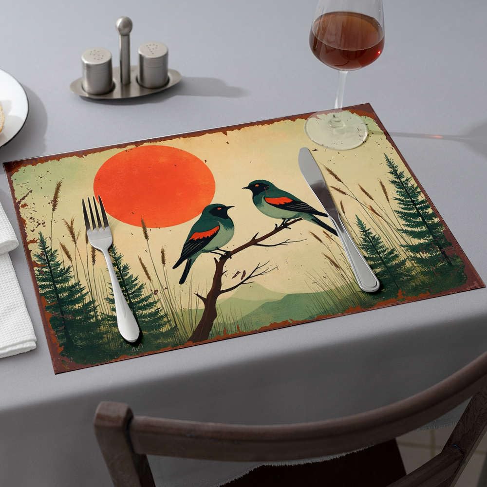 Décoration de table de Pâques oiseaux : sets de table de salle à manger et fête