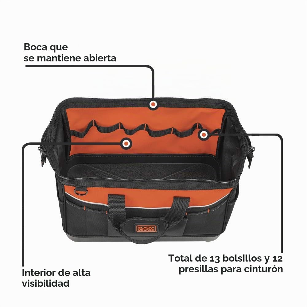 BLACK+DECKER BDST500002APB - Bolsa de herramientas con cremallera (40,6 cm)