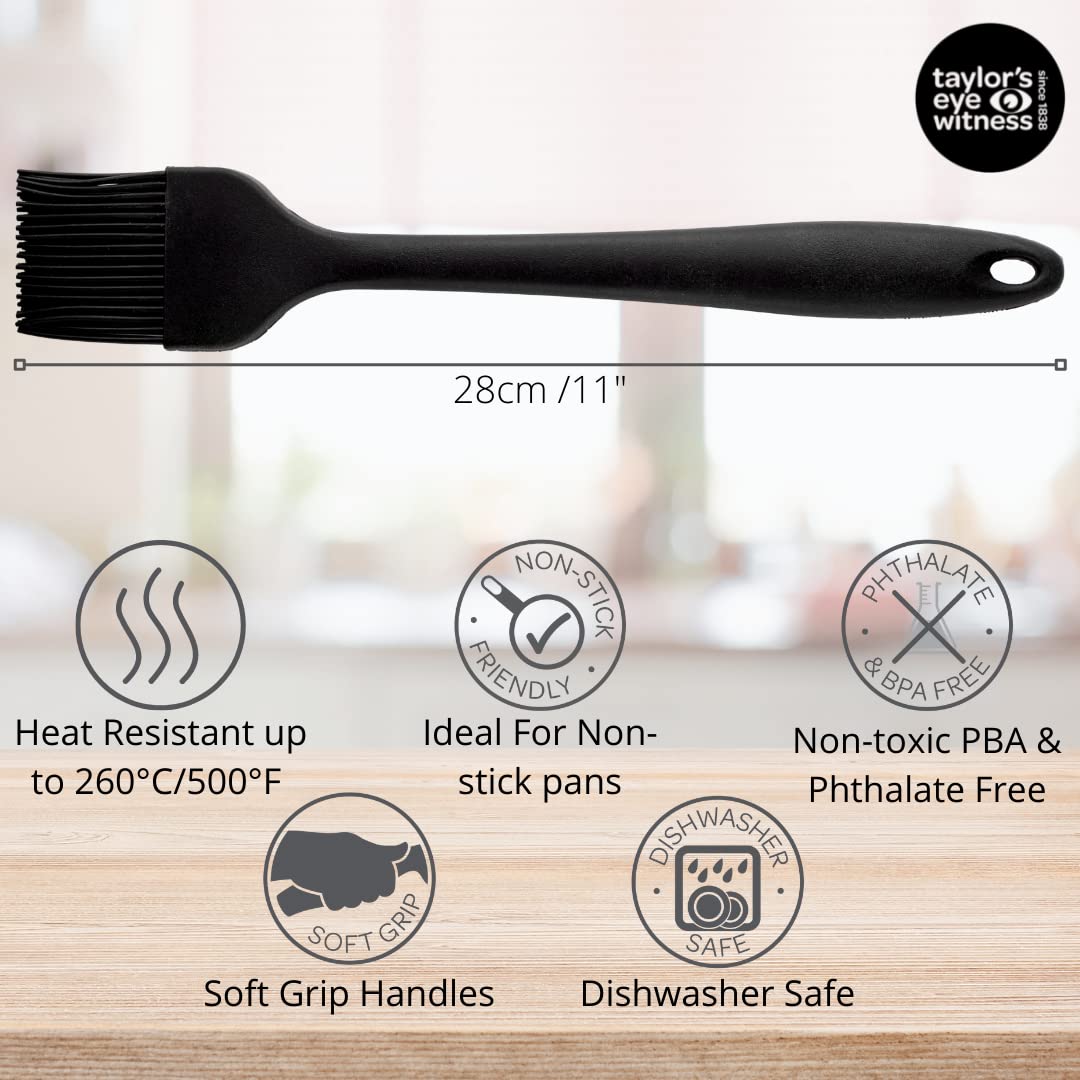 Taylors Eye Witness Black Silicone Large Basting & Coating Brush - Dishwasher Safe, Heat Resistant (260°C/500°F) - Image 3