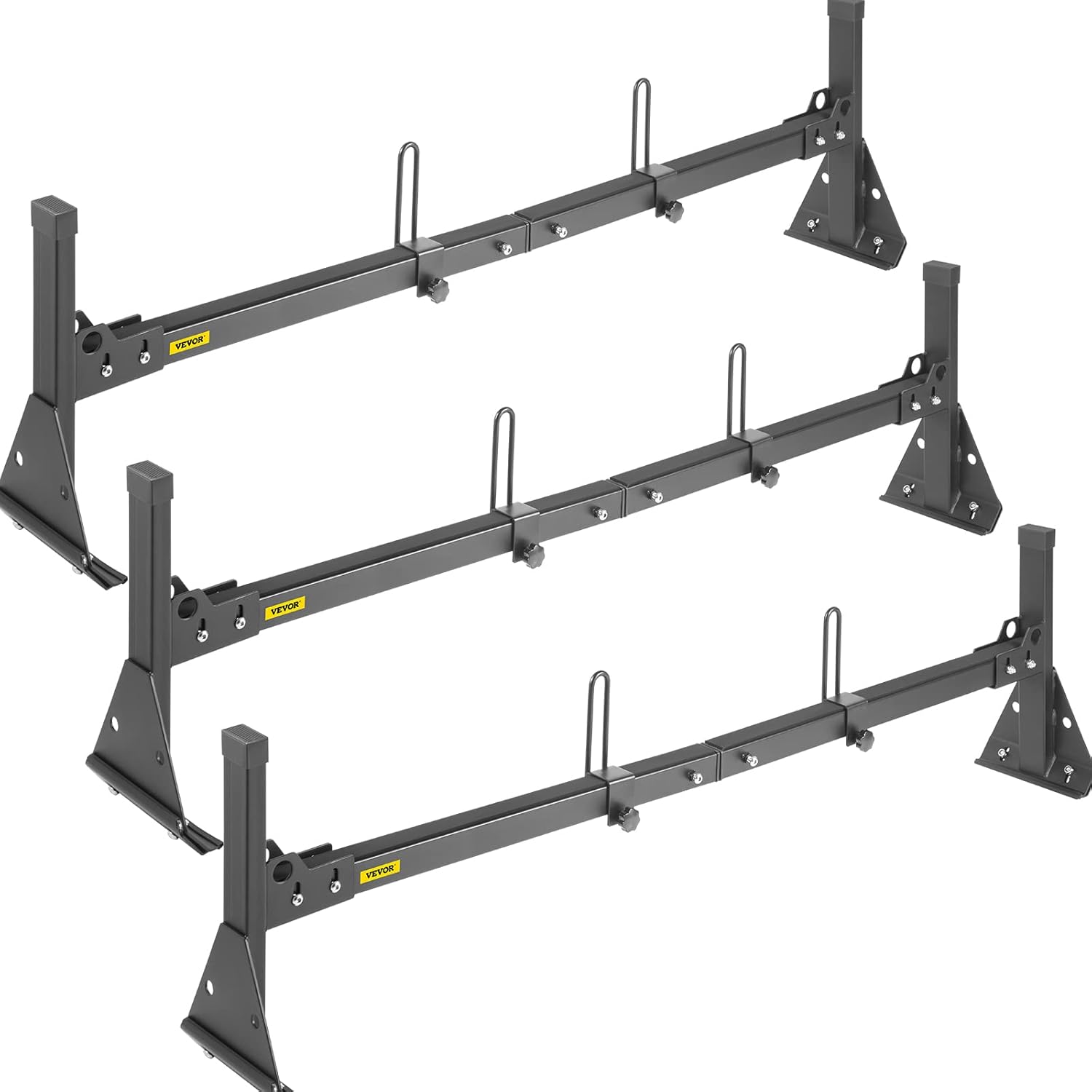 VEVOR Van Ladder Roof Racks, 3 Bars, 661 LBS Capacity, Adjustable Matte