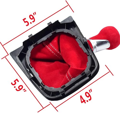 Miniatura 3 de Fouedy Para VW Golf 5 Golf 6 MK5 MK6 R32 GTI 2004-2009 Manual 5 6 velocidades de cuero de ante rojo Pomo de palanca de cambios completo Boot (6