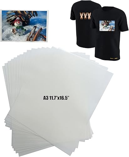 HONROK Película de transferencia DTF A3 (11.7 x 16.5 pulgadas), papel de transferencia A3 DTF mate de doble cara para impresoras DTF, impresión