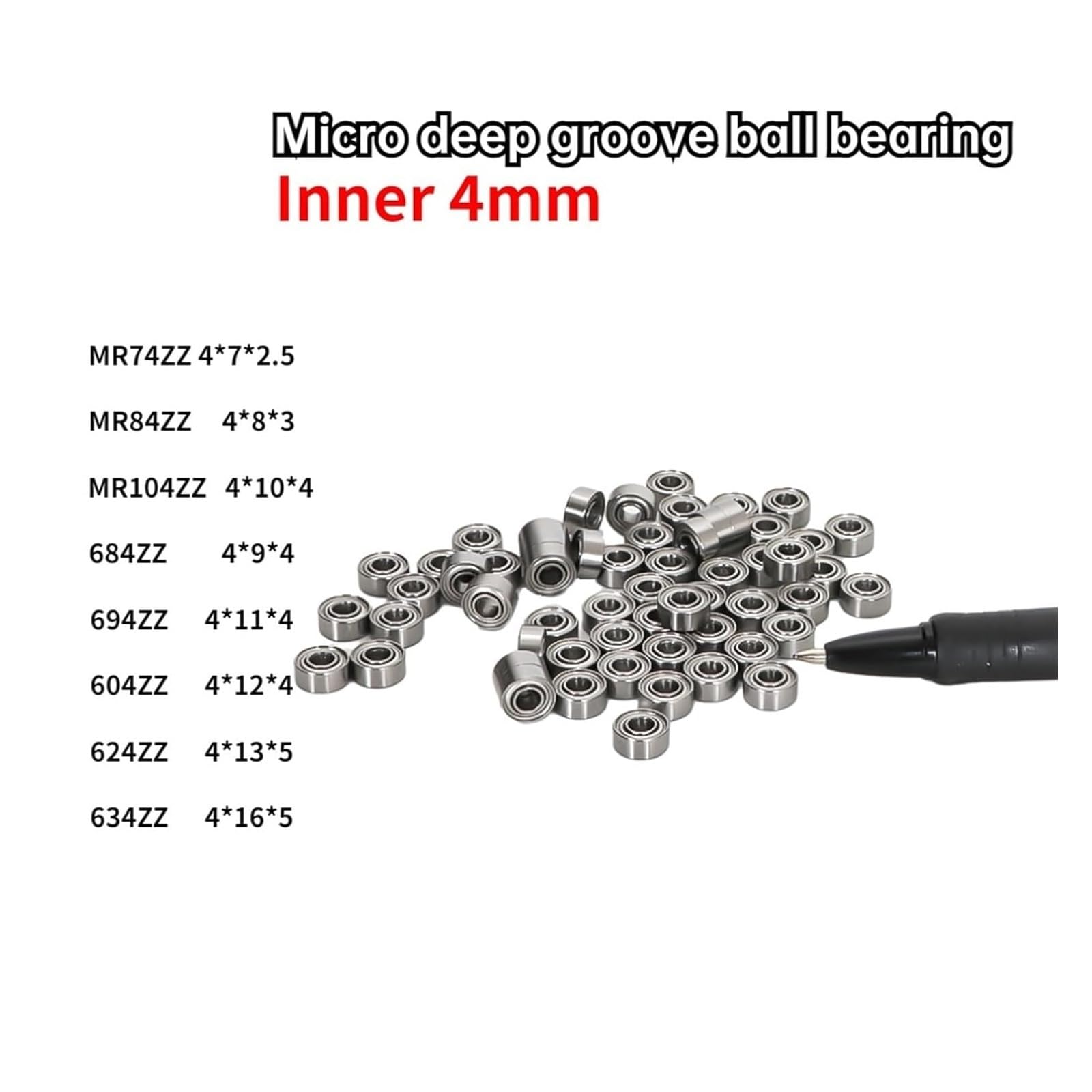 Cuscinetto, Cuscinetti a Sfere a Gola Profonda, Cuscinetti in Miniatura, Alti Giri al Minuto all'Interno di 4 mm in Miniatura(MR84ZZ 4X8X3)
