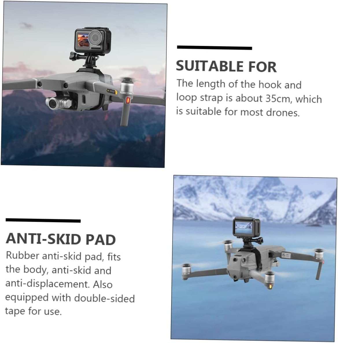 Action Camera Mount Bracket for Drone Outdoor Camera Stand Compatible Drone Quick Release and Easy Install Hook and Loop Design Professional Simple