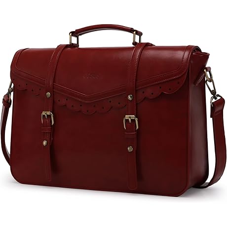 EcoSusi Womens Briefcase Leather Messenger Laptop Work Bags for Women Fit 15.6" Laptop