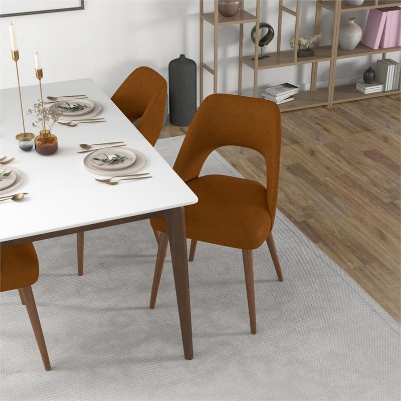 Miniatura 4 de ASHCROFT Avol Mid-Century - Silla de comedor de tela moderna en color naranja (juego de 2)