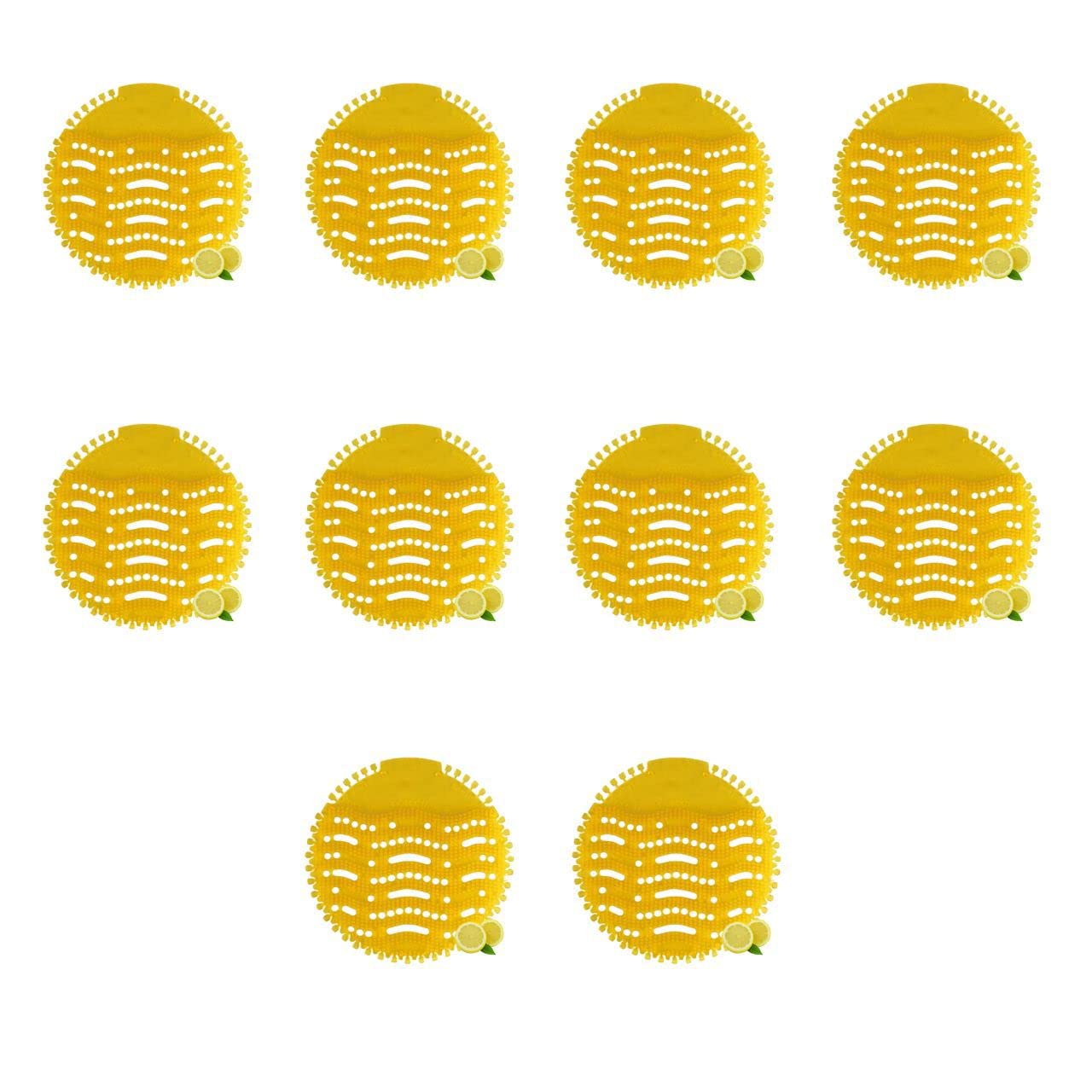 Urinal Screen Anti-Splash Toilet Mat Bathroom Deodorizer Spatter Reducing Lemon Fragrance Refresher with Air Freshener Ideal for Bathrooms, Restaurants, Bars & Offices (Pack of 10)