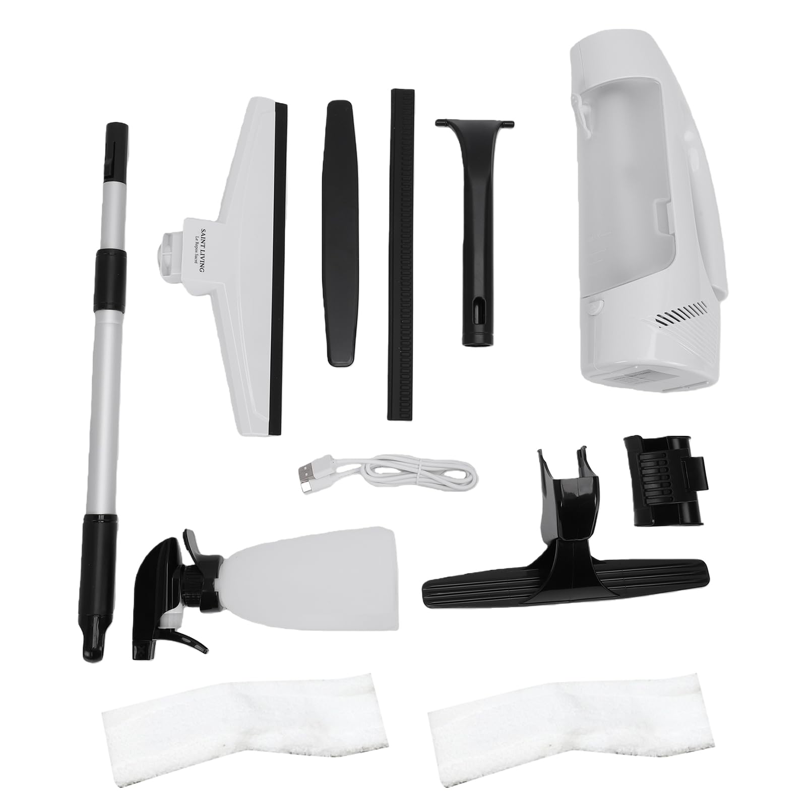 YWBL-WH Robot de Limpieza de Ventanas Limpiador de Vidrios Eléctrico de Mano 2000Pa Potente Succión con Batería Recargable Hoja de Escobilla de Goma de 11 Pulgadas para Puertas de Ducha (White)