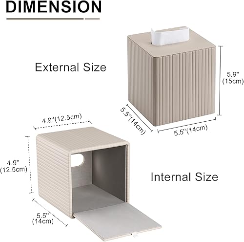 Miniatura 2 de KINGFOM Funda para caja de pañuelos, soporte cuadrado de piel sintética para Kleenexs con cubierta inferior magnética para pañuelos faciales,