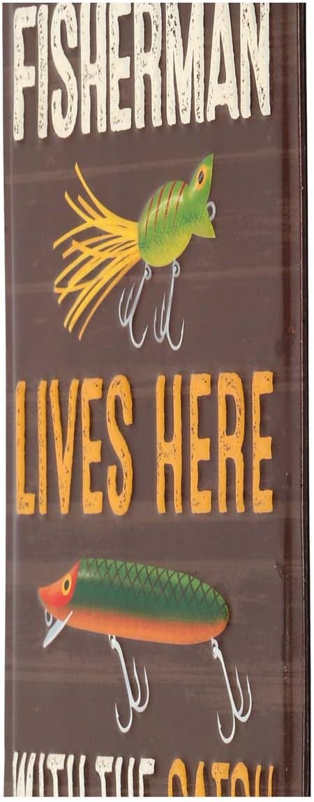 Fisherman With the Catch of His Life Embossed Metal Sign image 4