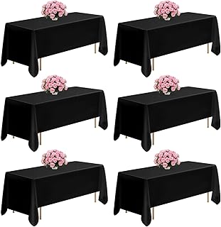 VEVOR Black Tablecloths for Rectangle Tables, 6 Pack, 70 x 120 Inches, Reusable and Machine Washable Table Clothes, Wrinkle-Resistant Polyester Fabric Table Covers for Wedding, Party, Banquet