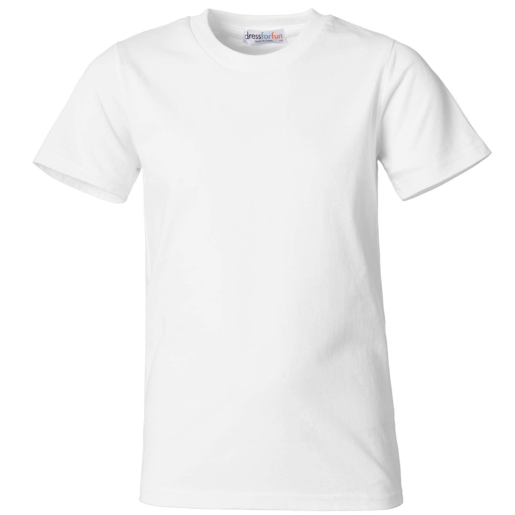 dressforfun 901032 Kinder T-Shirt, Basic Shirt mit Rundhalsausschnitt, Baumwolle - Diverse Farben und Größen -