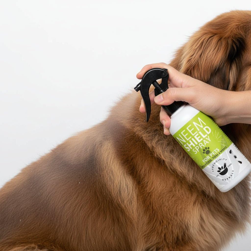 Neem Pet Shield Spray Répulsif Naturel Bio Anti Parasitaire pour Chien - Prévient Les Puces, Les Tiques et Les Poux
