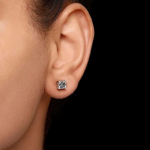 Miniatura 7 de SILVESTO INDIA Sterling Silver Natural Blue Topaz Stud Earrings Cushion Prong Set Genuine Topaz Gemstone Stud Minimalist Style November Birthstone