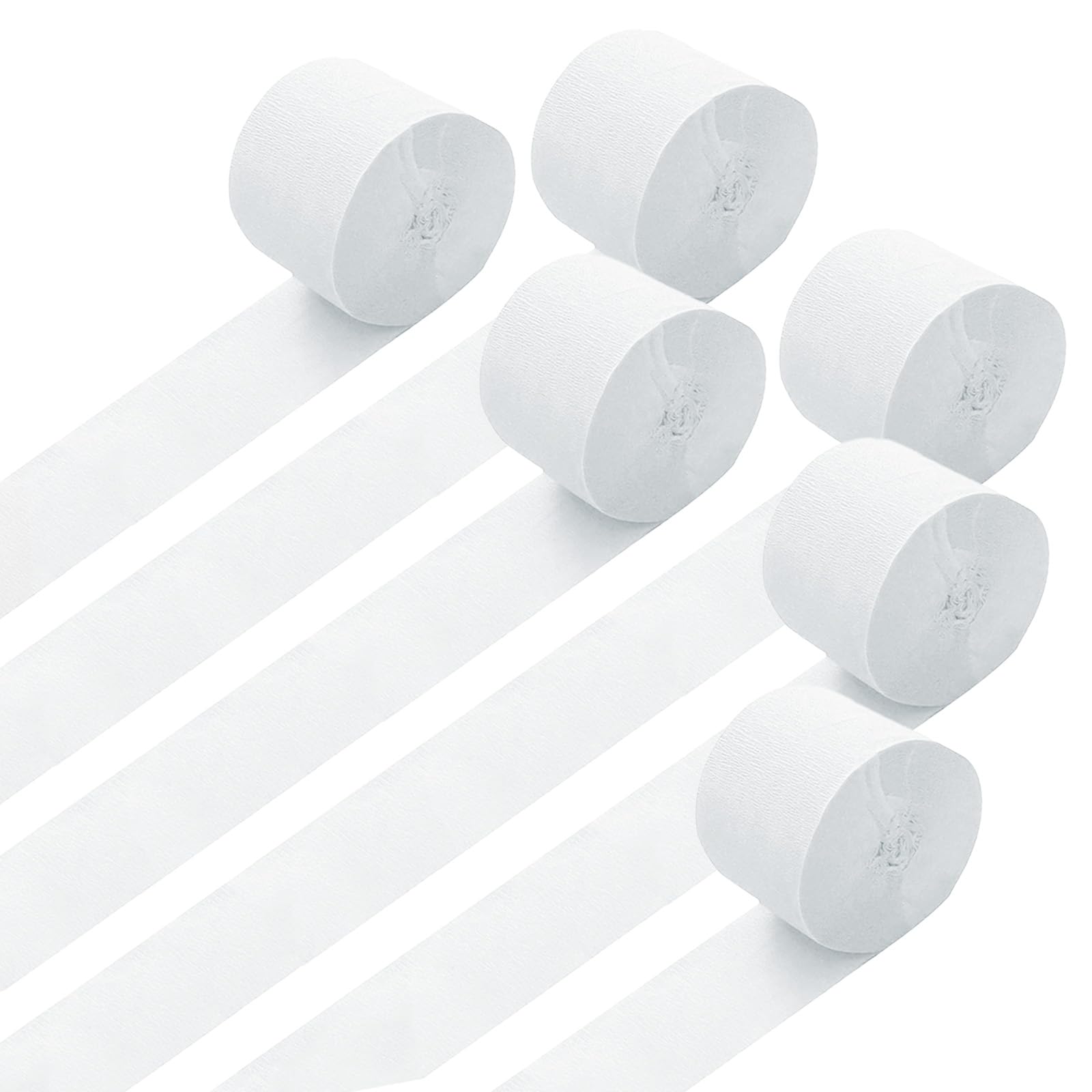 GAKA FAVOR White Crepe Paper Streamers Party Streamers Decorations 4.5CM(1.77in) Wide 25M(82ft) Long 6 Rolls — image 1